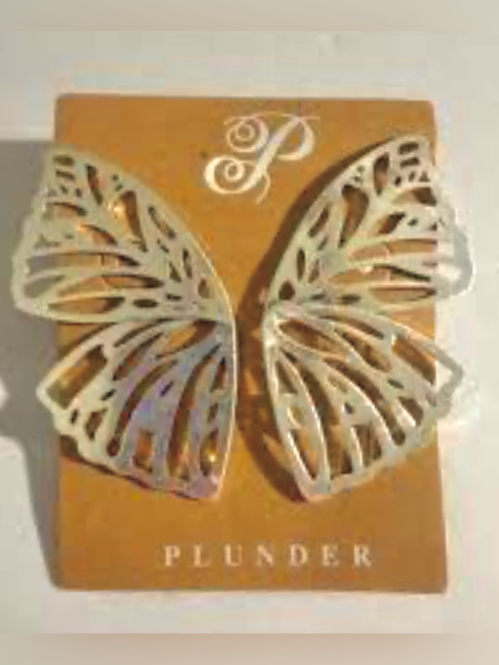 Plunder "Calliope" Butterfly Wing Earrings - Silver Tone, NWOT, Retail $25 - Picture 5 of 6